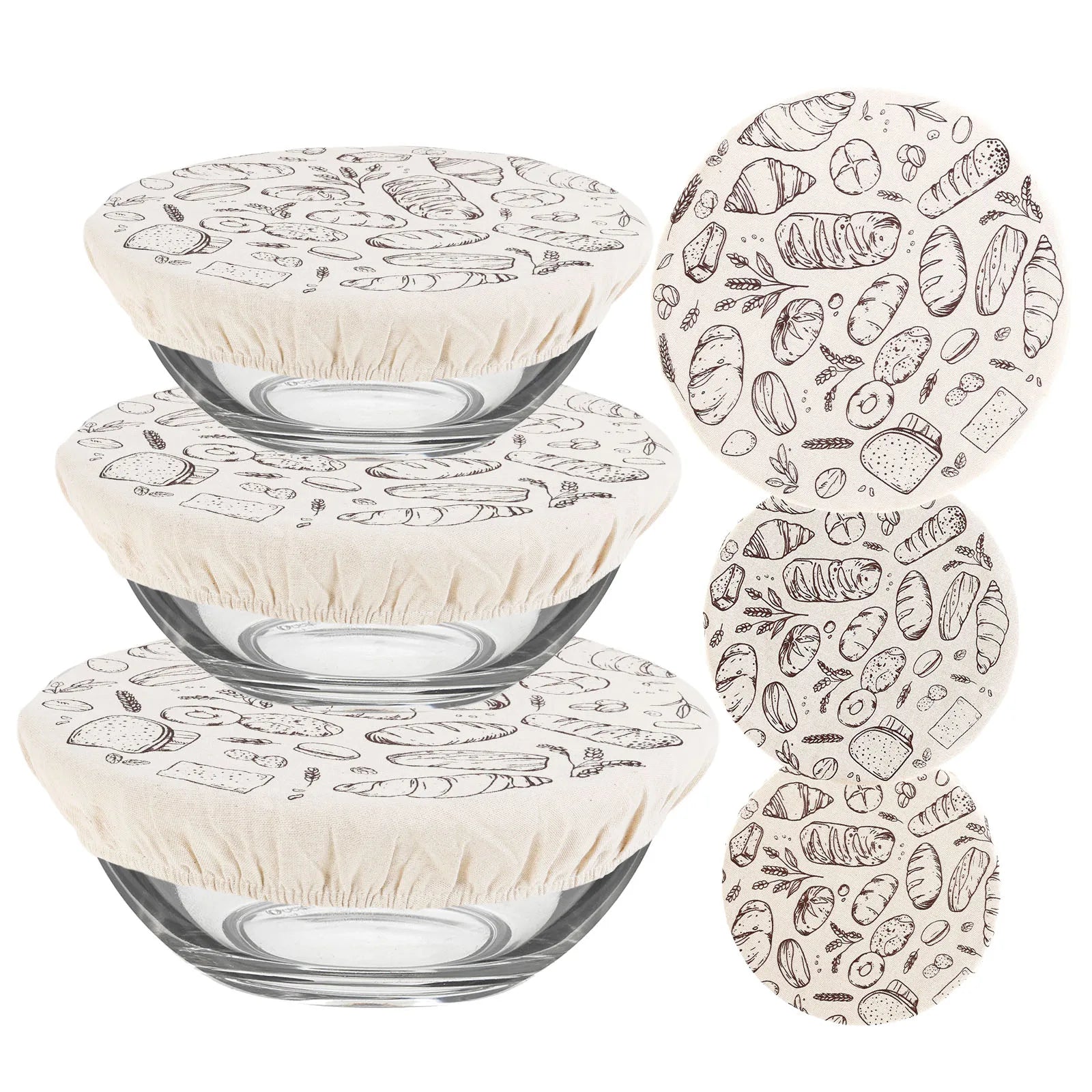 Couvercles Réutilisables en Tissu | Lot de 3 | Design Sourdough