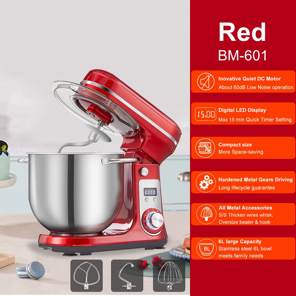 Robot pâtissier 6 L rouge
