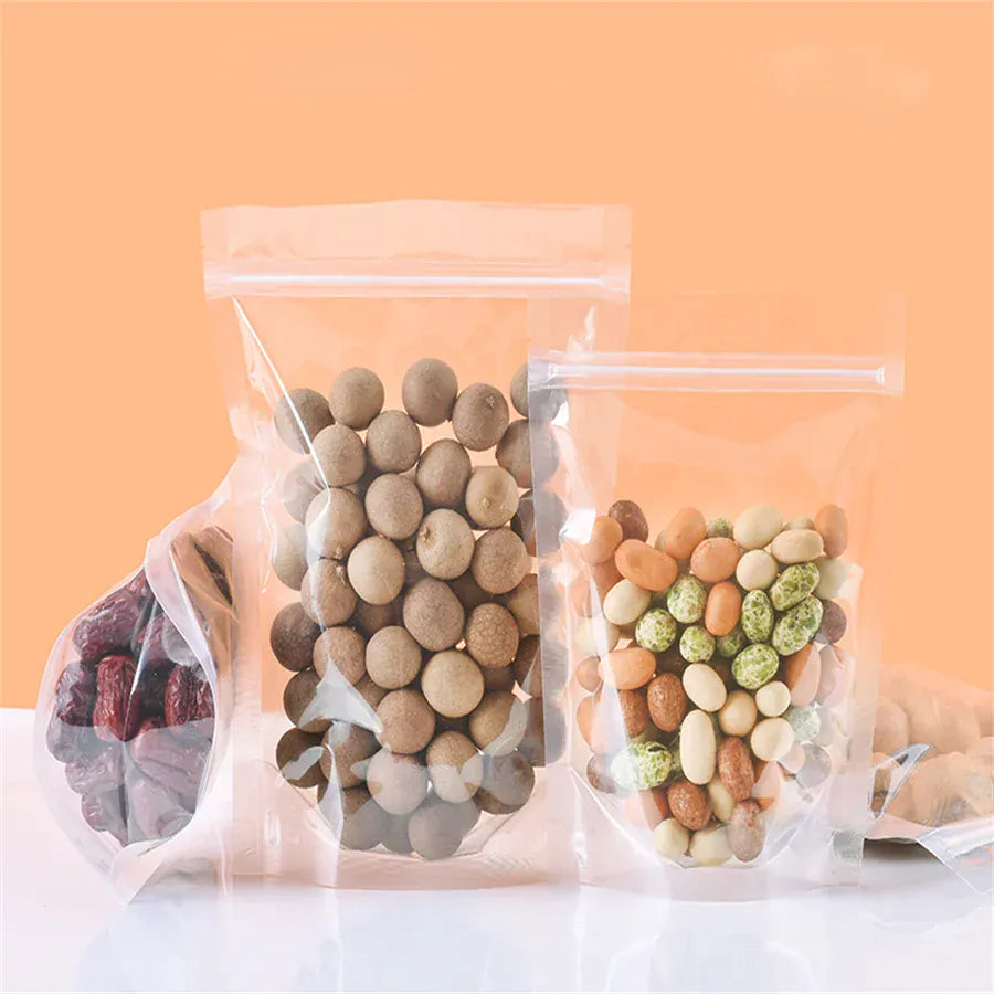 Sachets Zip Alimentaires Transparent 100 pièces Réutilisables ssr