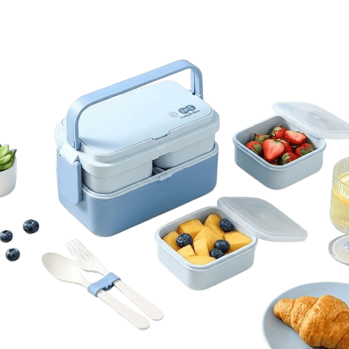 Bento 2 Étages Bambou 760ml + 1200ml | Micro-ondable et Compartimenté Bento