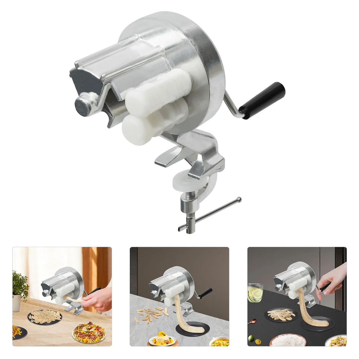 Machine à pâtes manuelle et trois mises en situation en cuisine