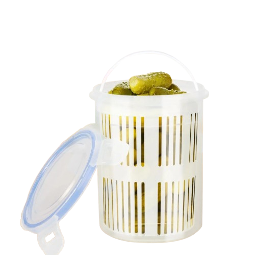 pot de cornichons avec système de filtration