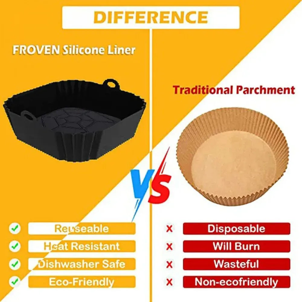 Moule Silicone Air Fryer Réutilisable Carré avec Poignées - 2 pièces Air Fryer