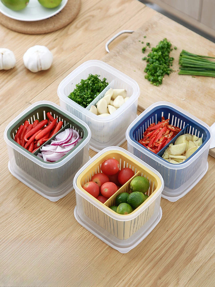boîte de conservation pour légumes avec égouttoir intégré