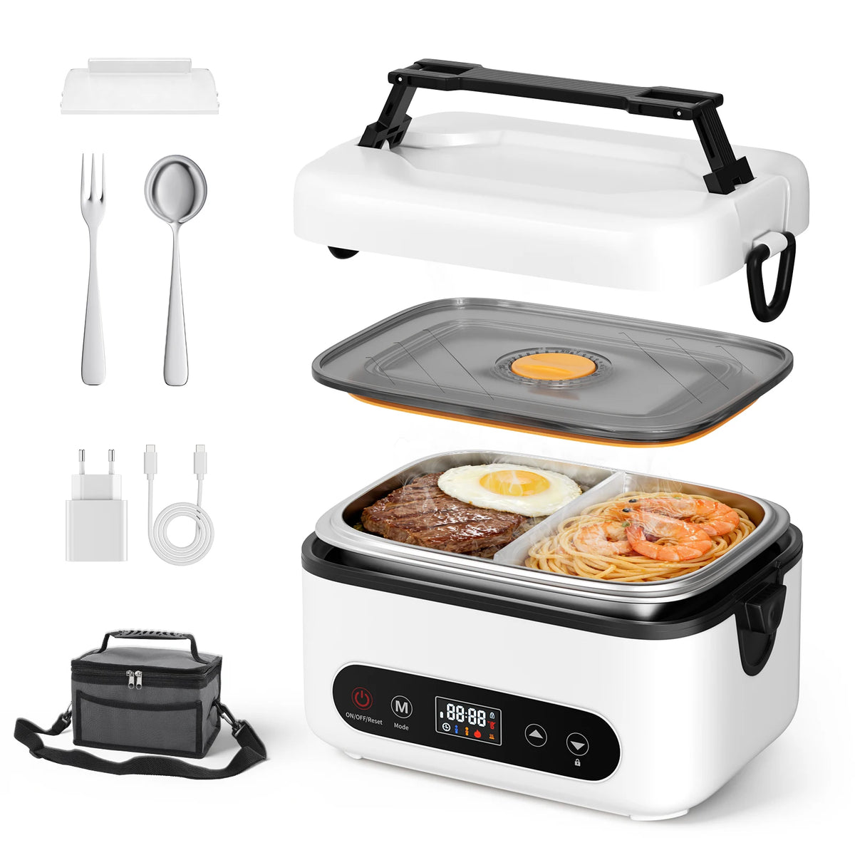 Lunch Box Chauffante 12L 100W avec Minuterie et 4 Modes