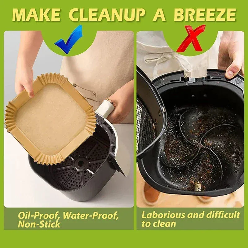 Papier Cuisson Air Fryer Jetable Antiadhésif - Lot de 50 Pièces 16-23 cm Air Fryer