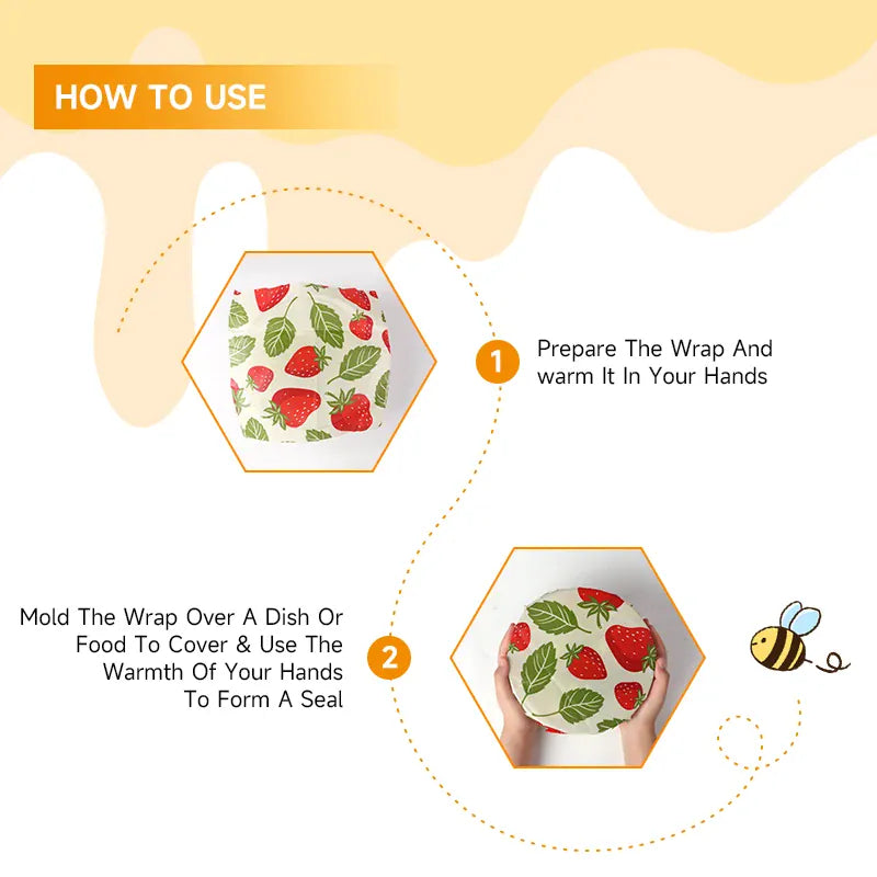 Film Alimentaire Réutilisable Cire d'Abeille Lot de 6 Pièces Colorées far