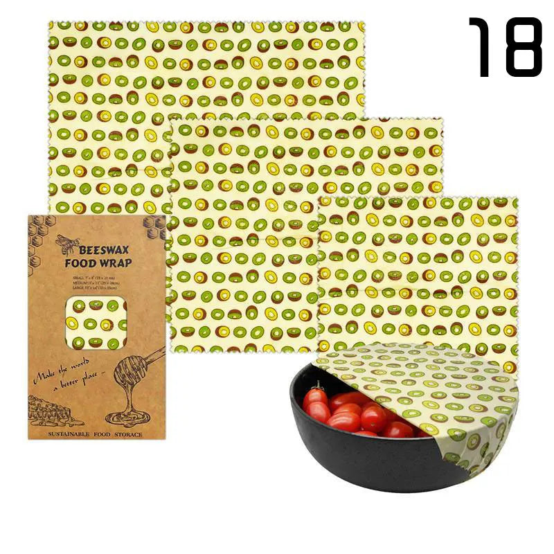 Lot de 3 Films Alimentaires Réutilisables en Coton Bio - Motifs Colorés far