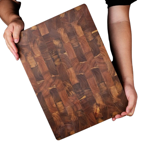 Planche à Découper Acacia Grain de Bout 32 × 22 cm — Double Face Anti-Fissure