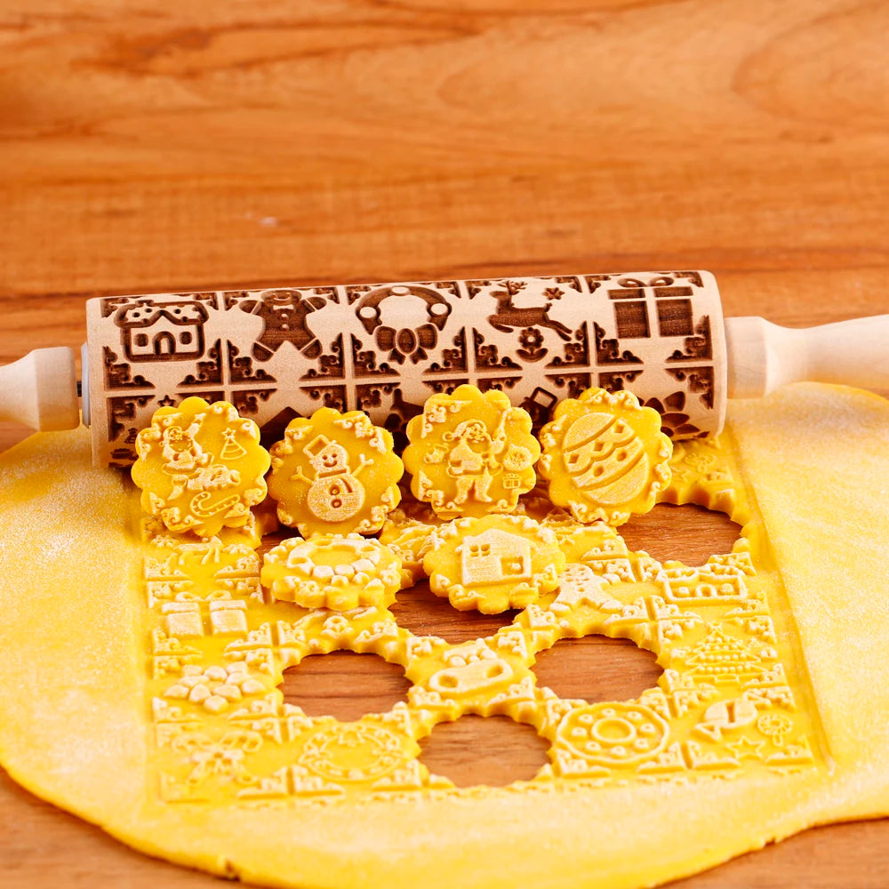 rouleau à pâtisserie unique avec motifs de fêtes