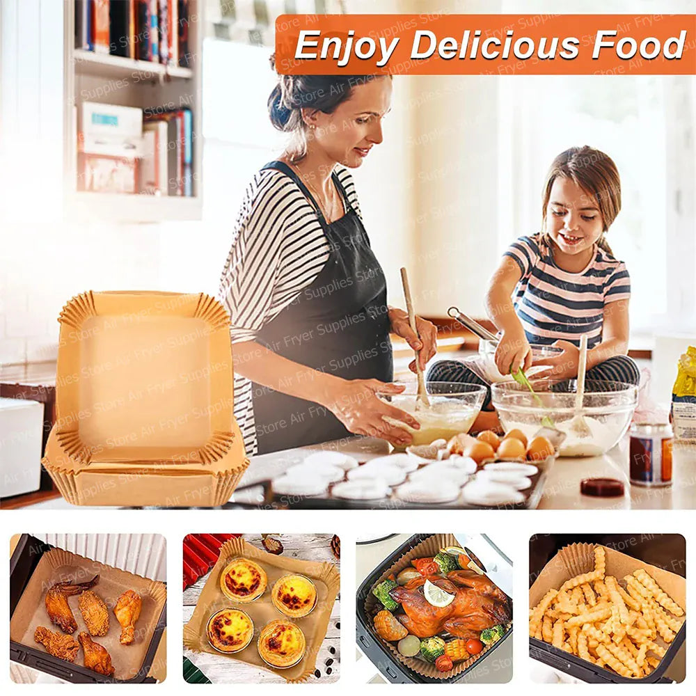 Papier Cuisson Air Fryer Jetable Carré 23 cm Lot de 200 Pièces Air Fryer