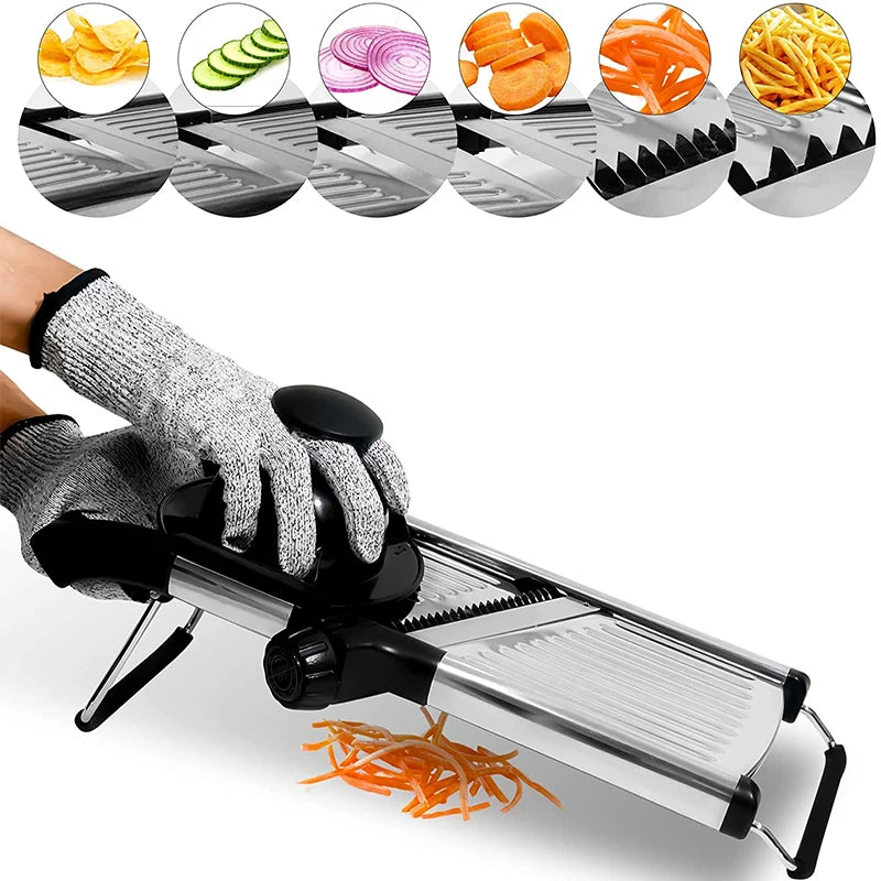 Mandoline Réglable en Acier Inoxydable | Tranche Légumes 6 Lames