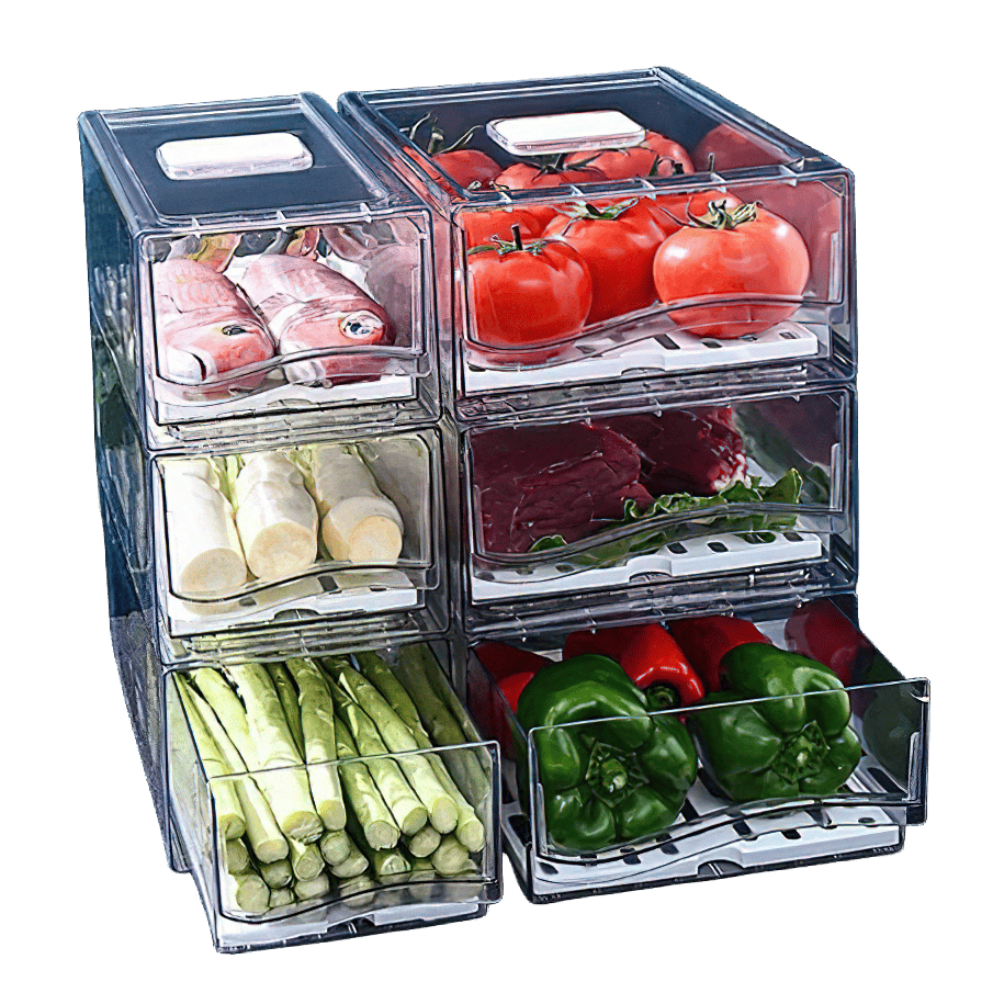Bac de Rangement Frigo Empilable pour Légumes et Viandes 4L