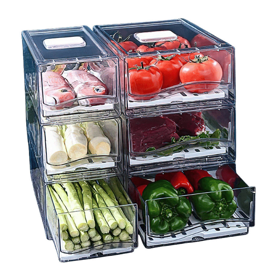 Bac de Rangement Frigo Empilable pour Légumes et Viandes 4L