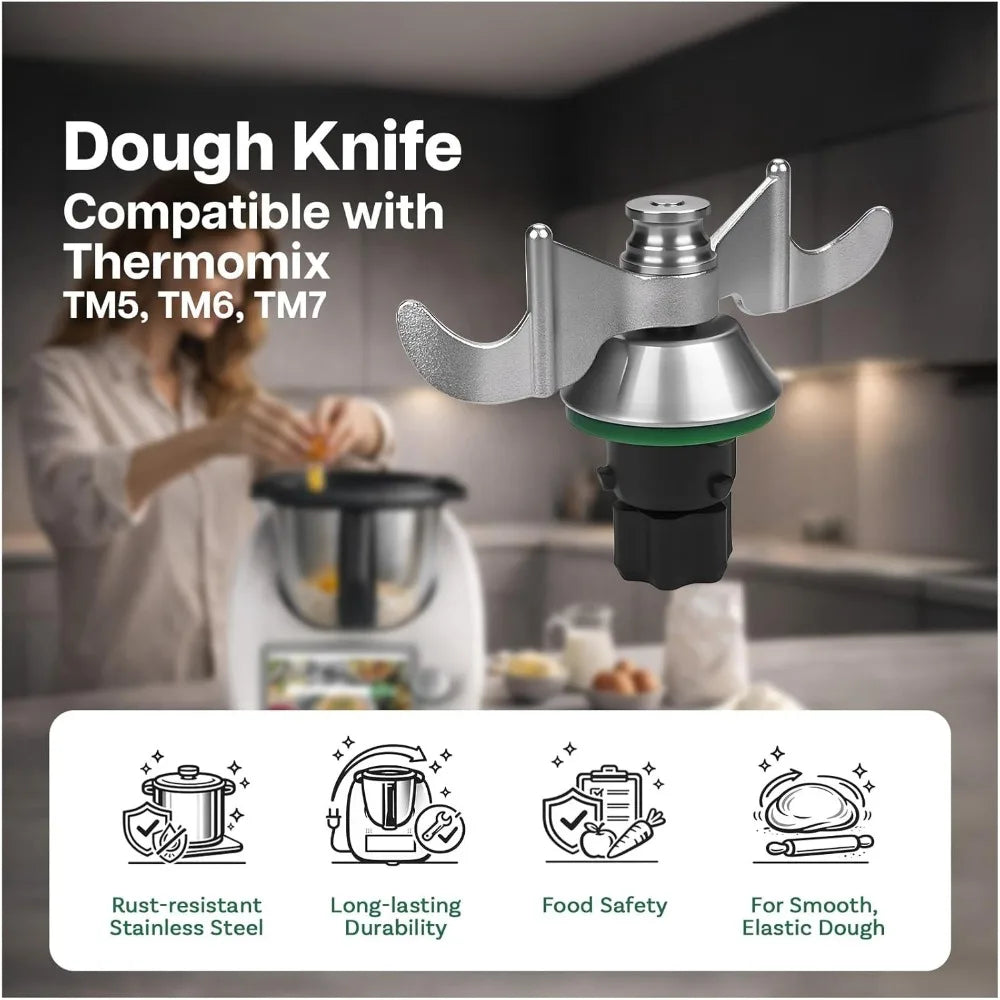 Couteau Pétrin Thermomix TM5 / TM6 / TM7 Inox – Lame à Pâte à Bords Émoussés