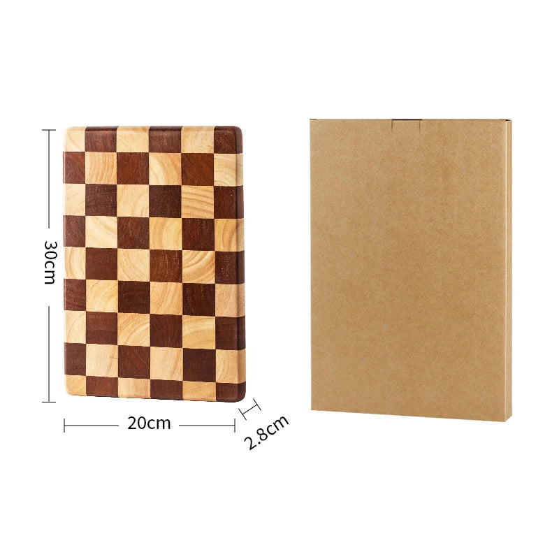 Planche à Découper Bois Motif Damier – 3 Tailles, 2,8 cm