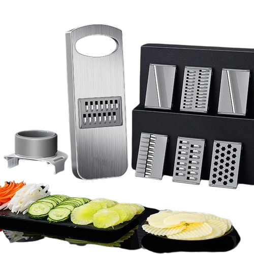 Mandoline Inox 6 Lames 316L Antibactérien avec Protection Main