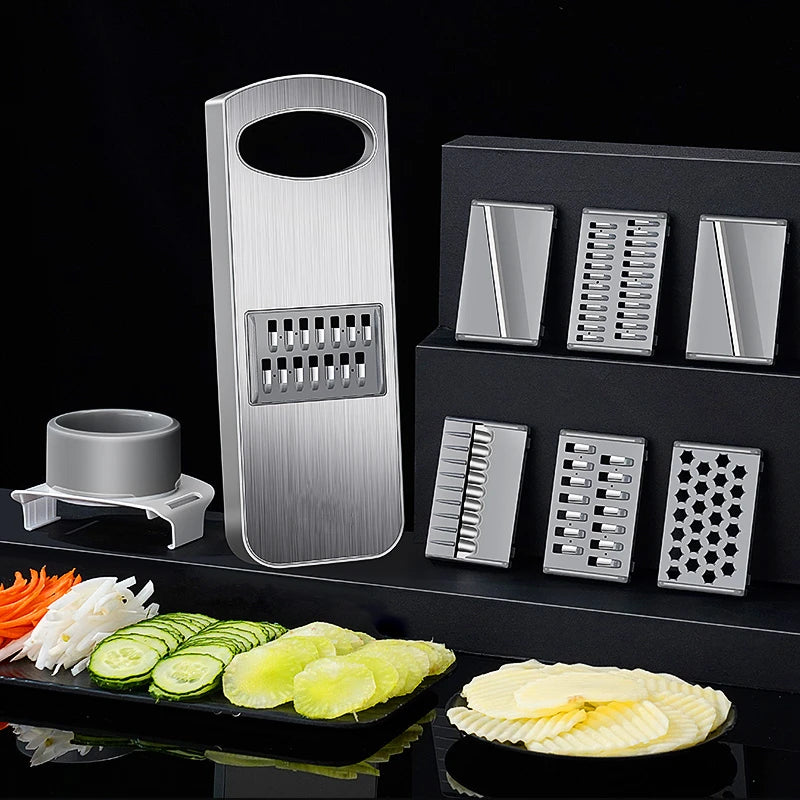 Mandoline Inox 6 Lames 316L Antibactérien avec Protection Main