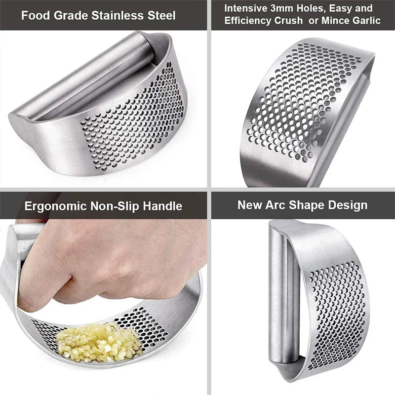 Presse-Ail Inox Manuel avec Éplucheur | Outil de Cuisine Pratique