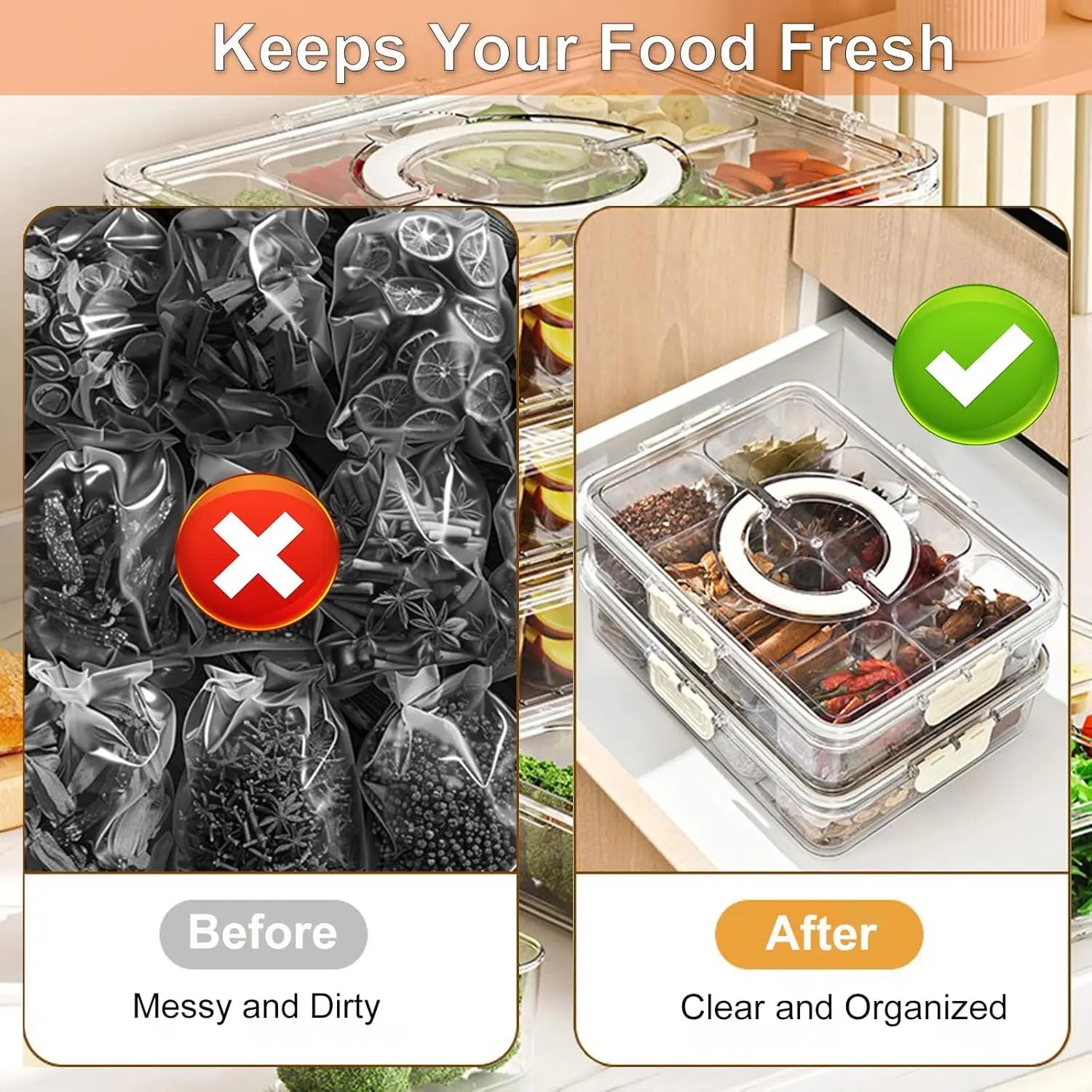 conteneur à aliments avec compartiments