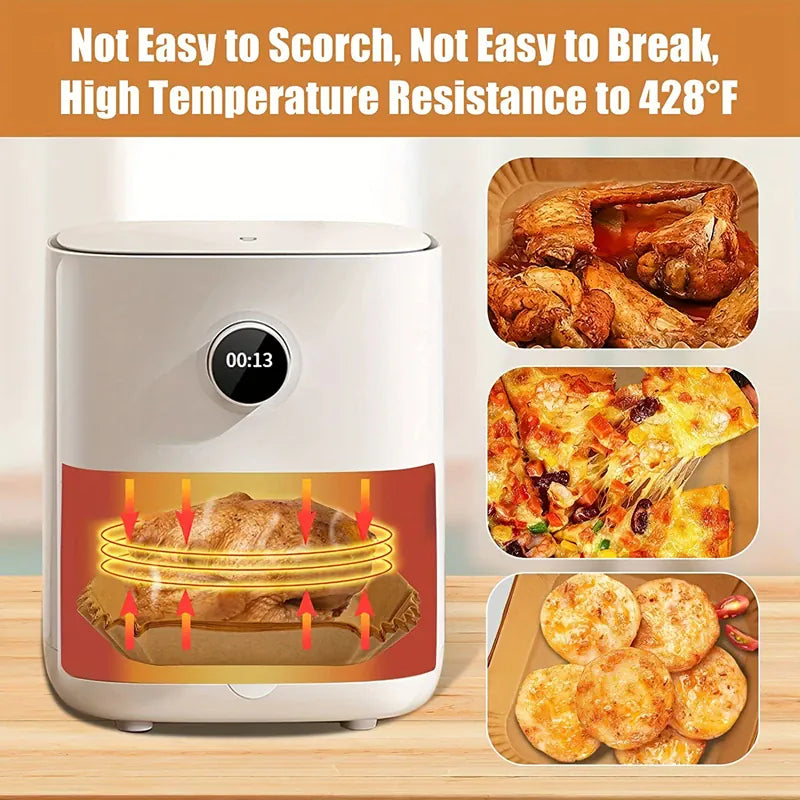 Papier Cuisson Air Fryer Jetable Antiadhésif Carré Lot de 30 Pièces Air Fryer
