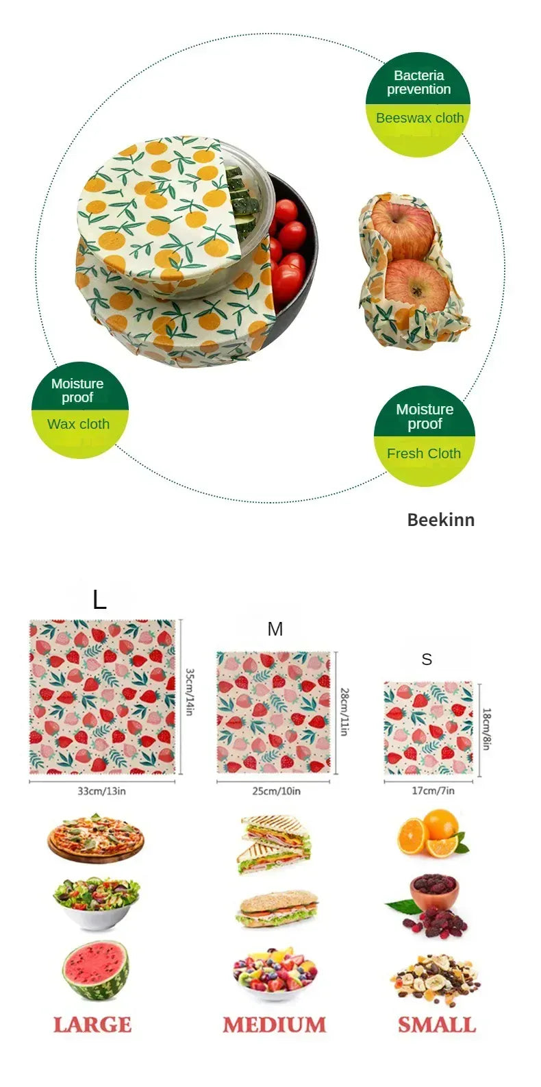 Film Alimentaire Cire d'Abeille Écologique - Lot de 3 Pièces far