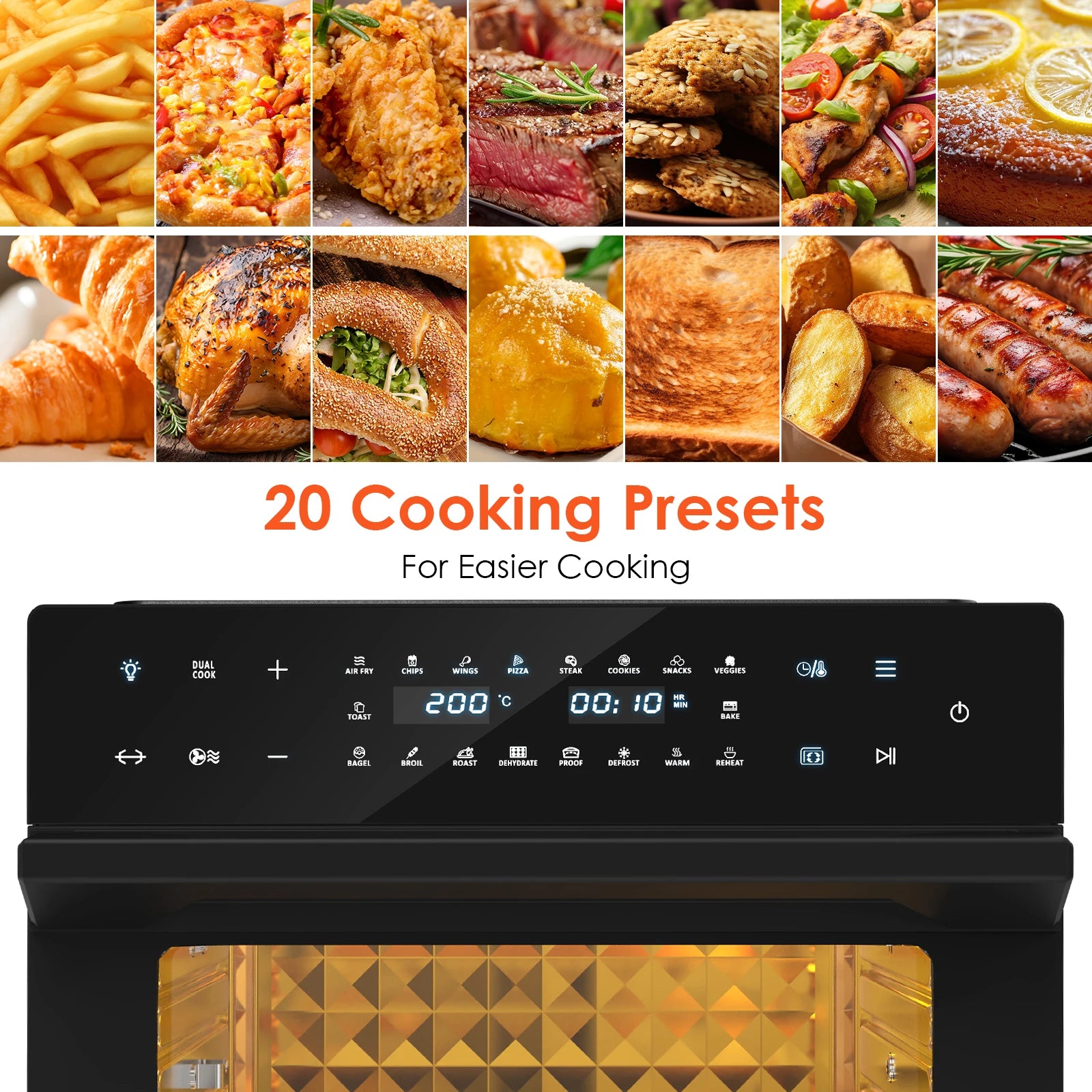 Panneau de commande tactile du four air fryer 30 L