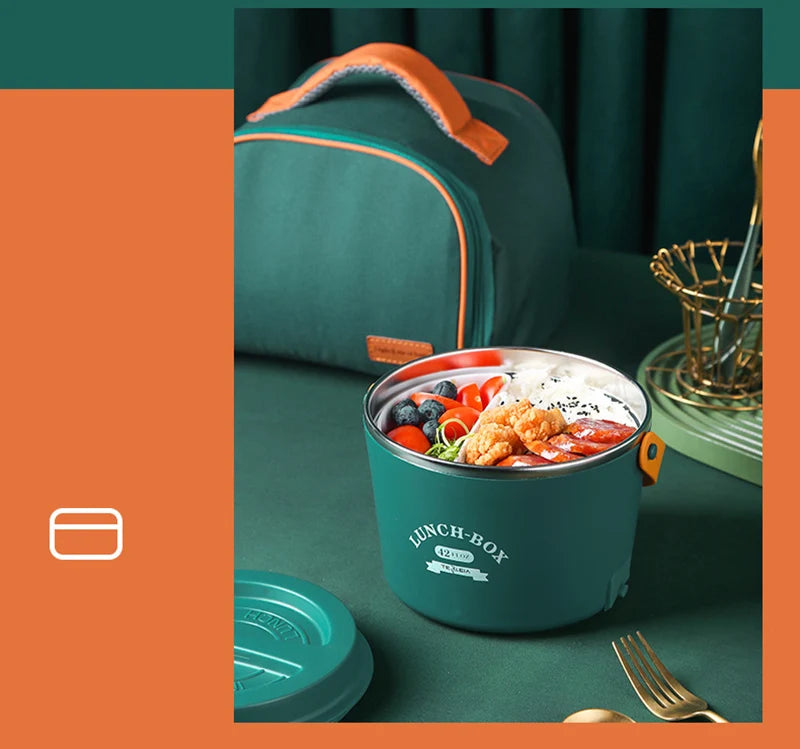 LunchBox Chauffante Électrique Acier Inoxydable 304 — 1,2 L / 48 W / 12 V-220 V