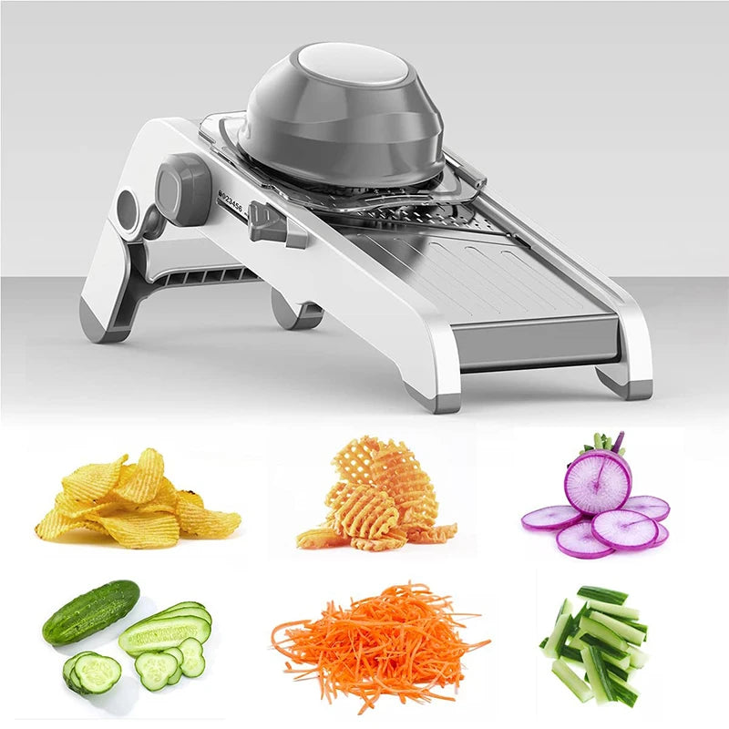 Mandoline 18 en 1 Réglable en Acier Inoxydable | Râpe à Légumes
