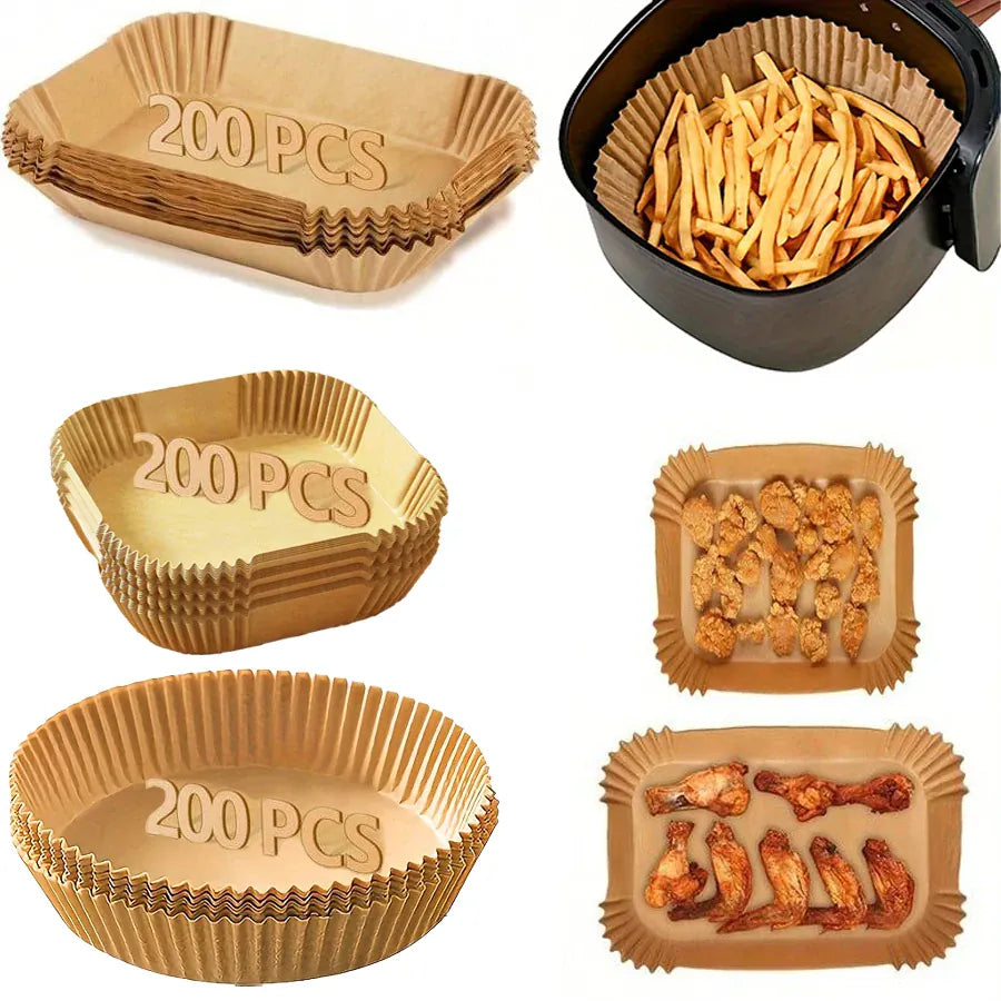 Papier Cuisson Air Fryer Jetable Rond et Carré - Lot de 50 pièces Air Fryer