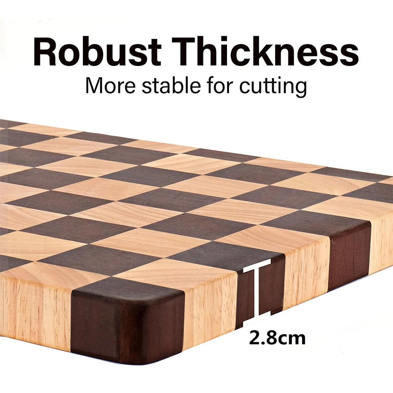 Planche à Découper Bois Motif Damier – 3 Tailles, 2,8 cm