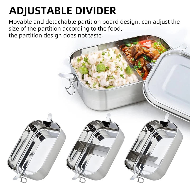lunch box étanche en inox avec compartiments amovibles