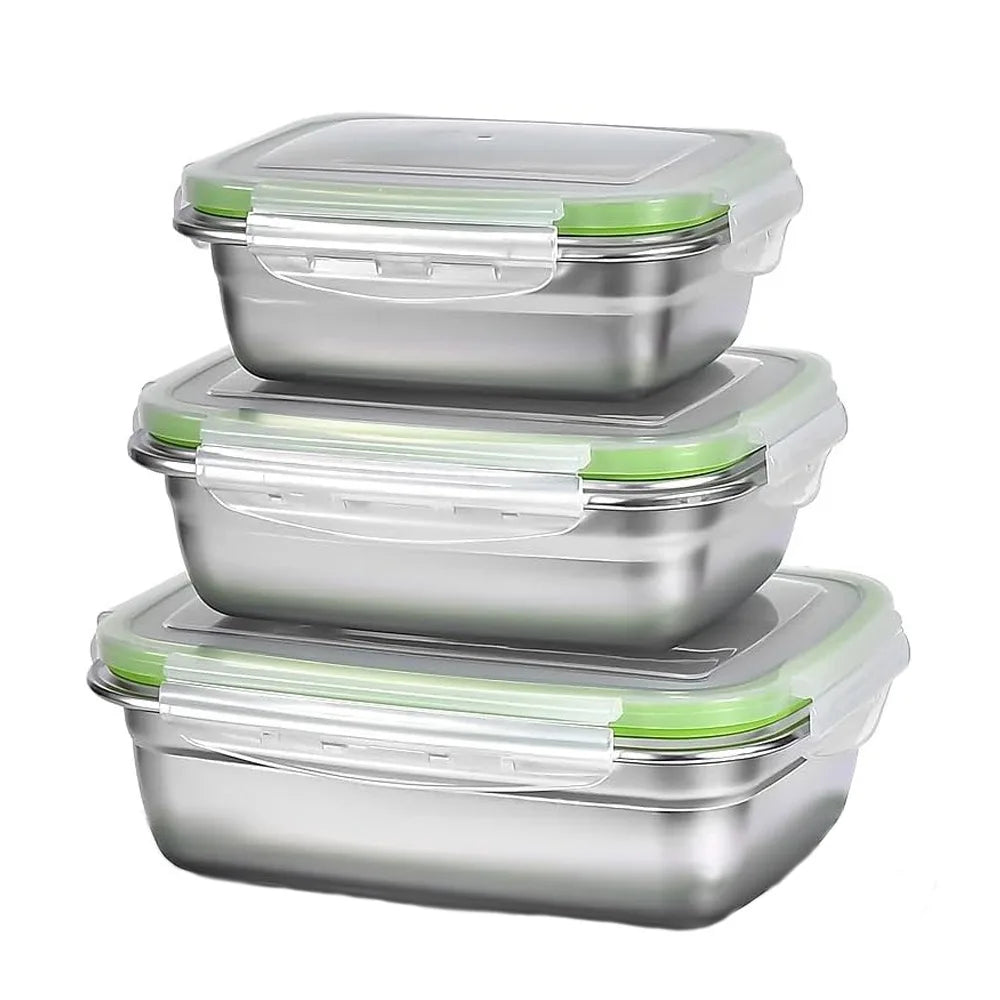 conteneurs alimentaires en inox trois pièces