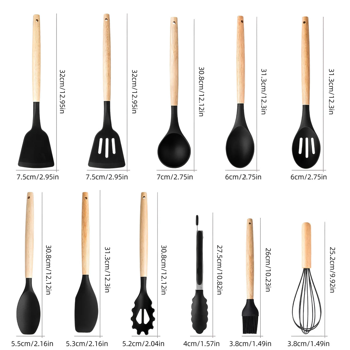 20 ustensiles de cuisine en silicone résistant à 230°C