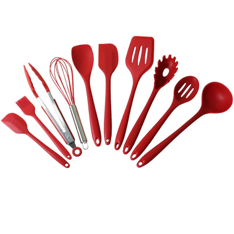 Set de 10 Ustensiles de Cuisine en Silicone Écologique et Résistant à la Chaleur