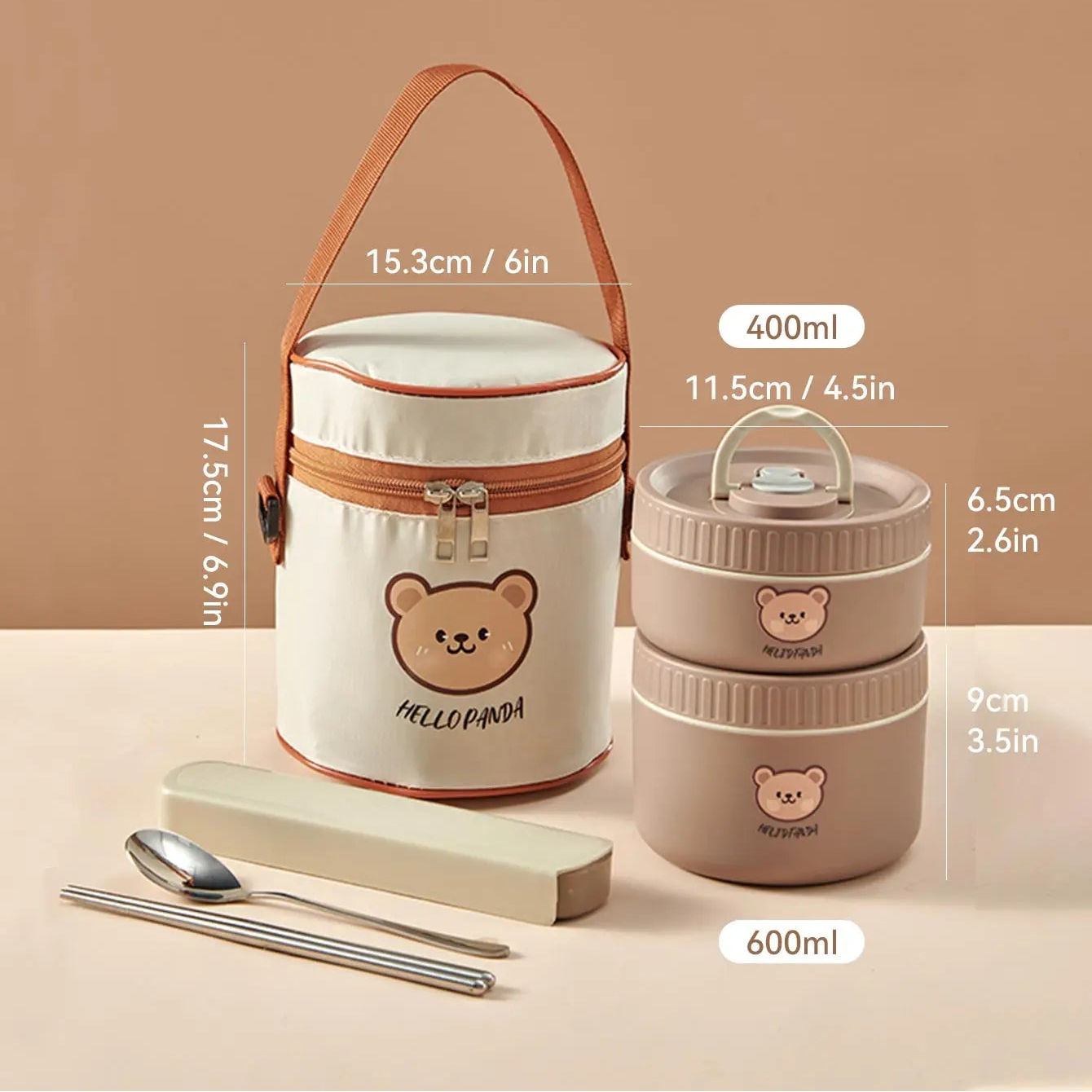 Ensemble de 2 Lunchbox cylindriques isothermes pour enfants (1 litre)