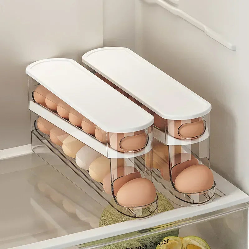 Organiseur à Œufs 2 Niveaux avec Système de Roulement pour Frigo