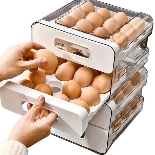 Organiseur de Rangement Frigo pour 32 Œufs | Double Couche