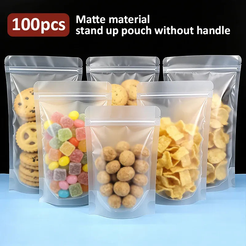 Sachets Zip Alimentaires Matinés - Lot de 100 Pièces Resealable ssr