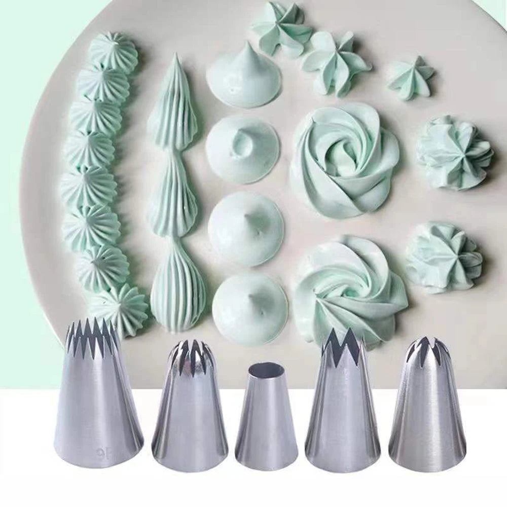 Douilles à pâtisserie en acier inoxydable - Set de 5 pièces pour déco gâteaux