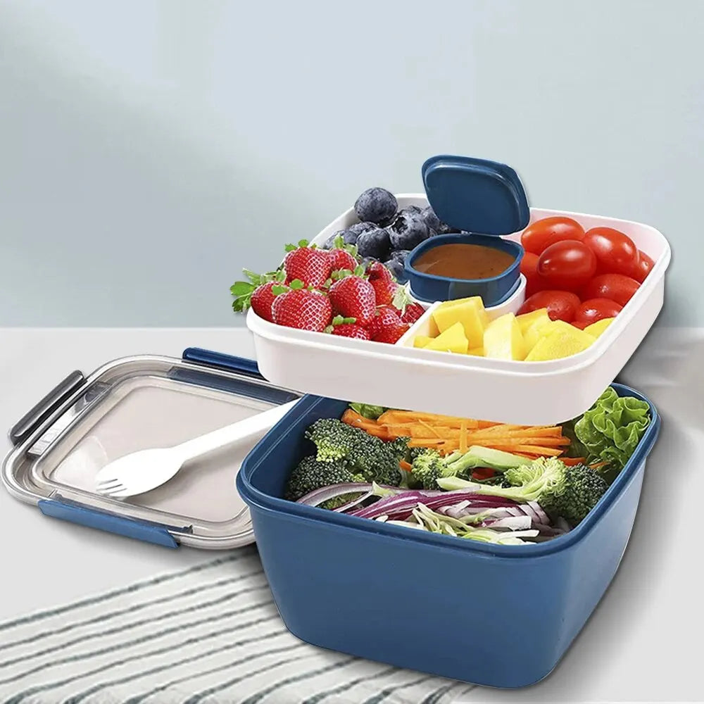 Bento à 2 Étages avec Compartiments Hermétiques - 1000 à 1500ml