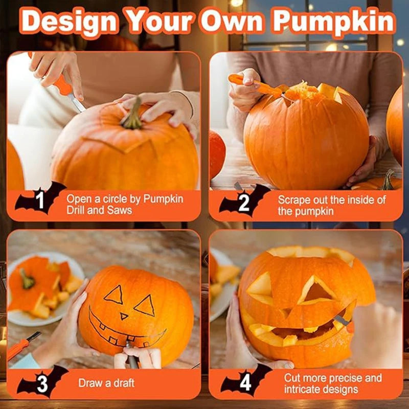 Kit de Sculptage de Citrouilles - Couteaux À Dentures Professionnels