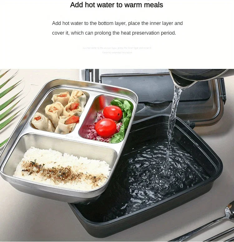 Bento Inox 3 Compartiments | Boîte Durable et Étanche 1,2L