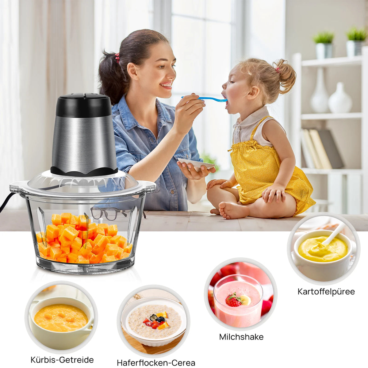 hachoir 300W design inox et verre
