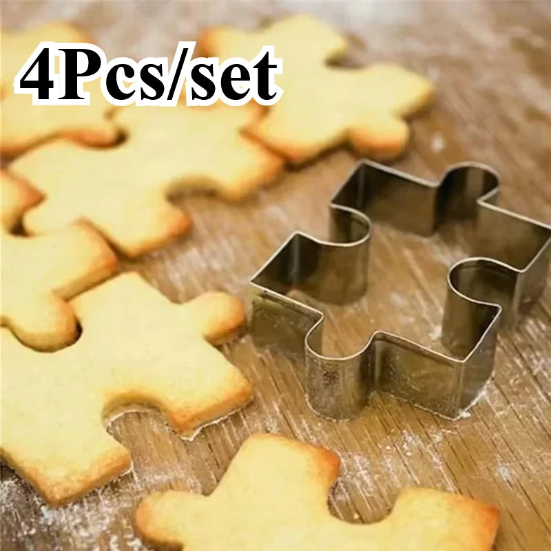 Emporte-pièces Puzzle en Acier Inoxydable - Set de 4 Pièces pour Biscuits