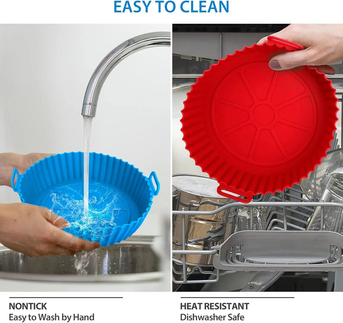 Moule Silicone Réutilisable Air Fryer Rond - Lot de 2 Pièces Air Fryer