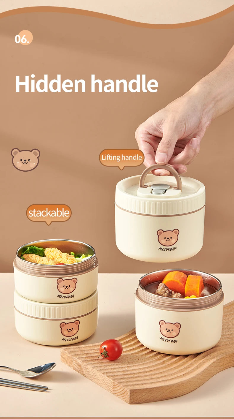 Ensemble de 2 Lunchbox cylindriques isothermes pour enfants (1 litre)
