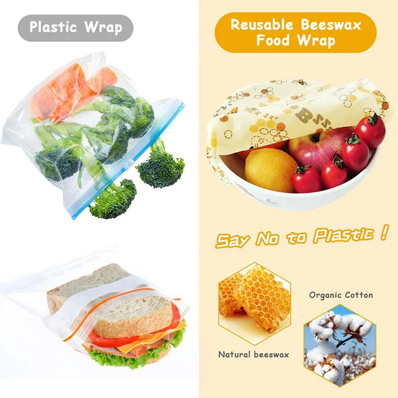 Lot de 3 Films Alimentaires Réutilisables en Coton Bio - Motifs Colorés far