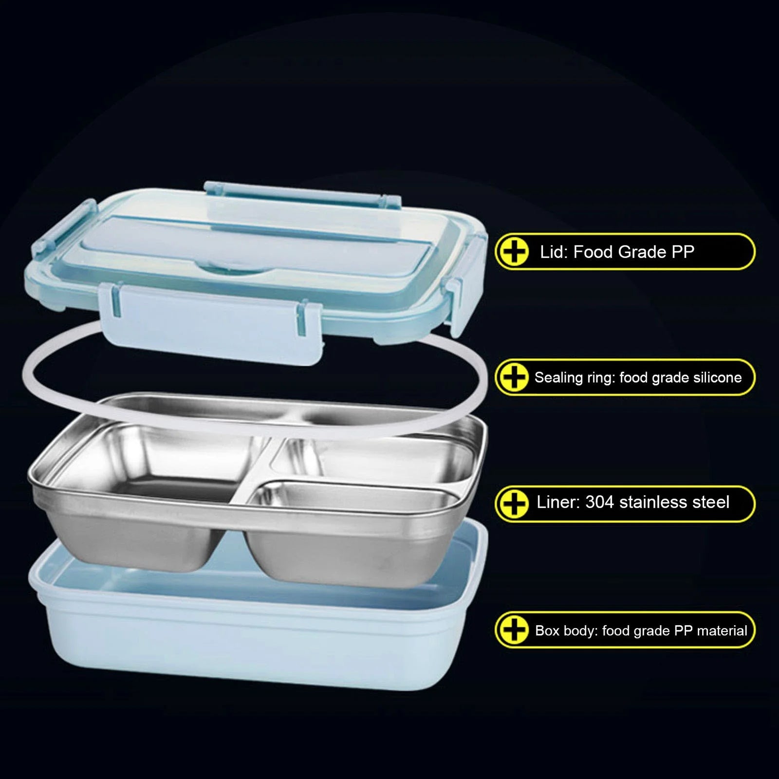 contenant alimentaire en acier inoxydable pour repas