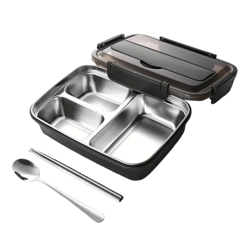 Bento Inox 3 Compartiments | Boîte Durable et Étanche 1,2L